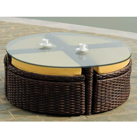 Outdoor Sushi Table with Wedge Ottomans